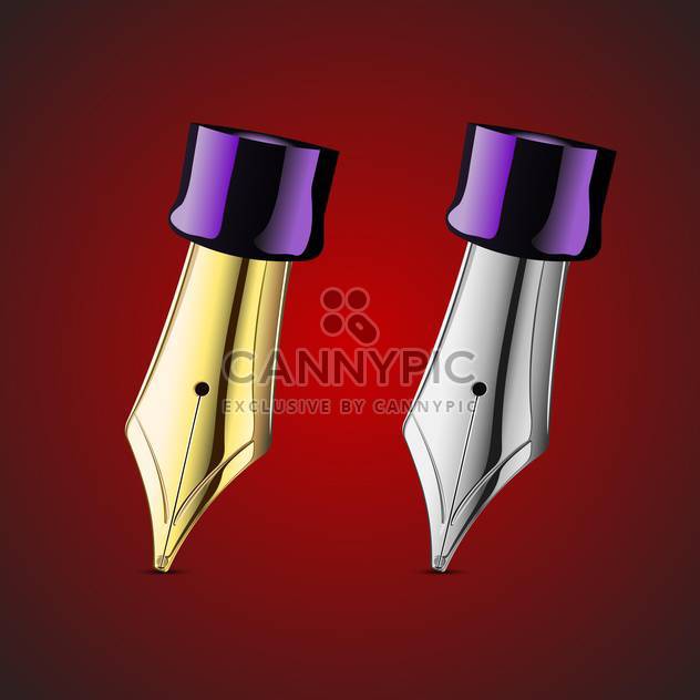 Fountain ink pen nibs on red background - Free vector #129177