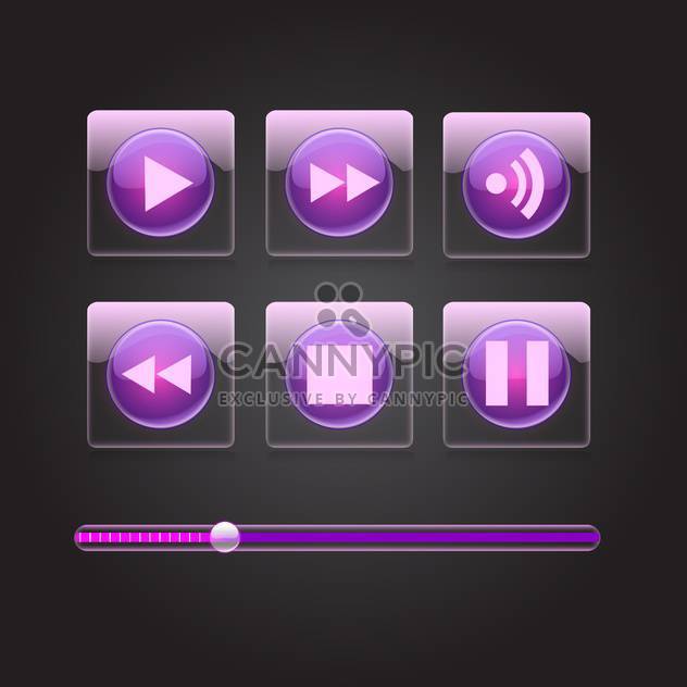 Vector set of purple glossy media buttons - Free vector #129297
