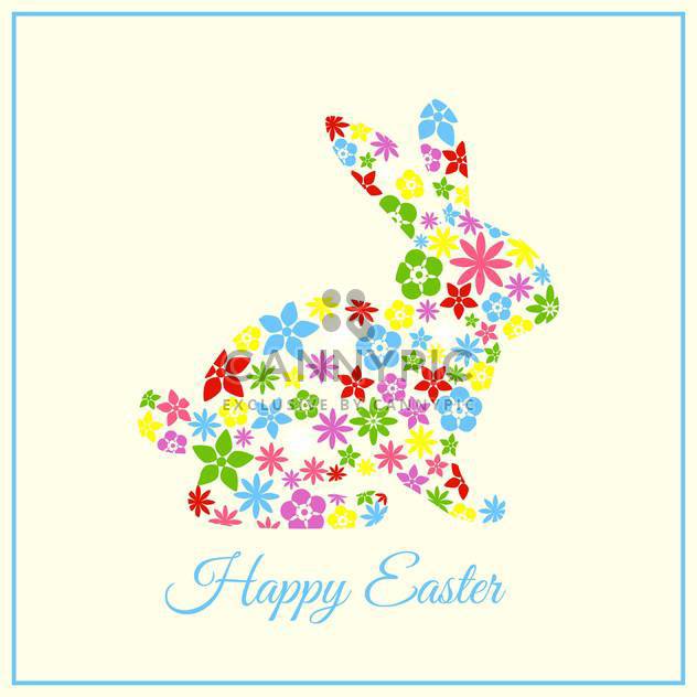 Vector Happy Easter greeting card with floral bunny - vector gratuit #129347 