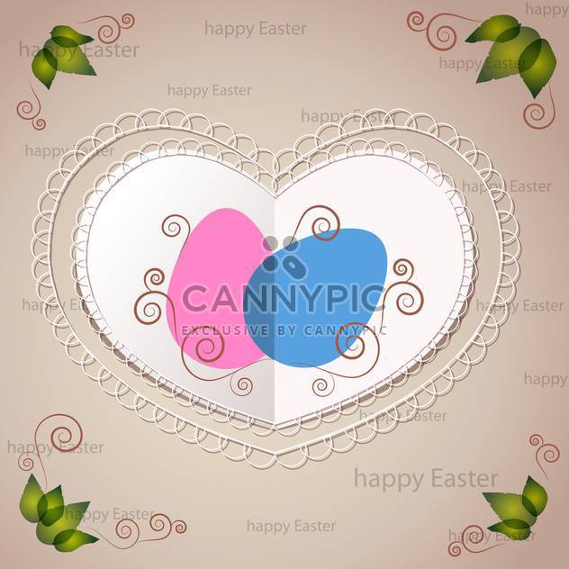 Vector Easter greeting card with heart and eggs - бесплатный vector #129387