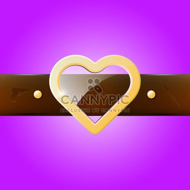 Vector illustration of glass heart belt buckle on purple background - бесплатный vector #129407
