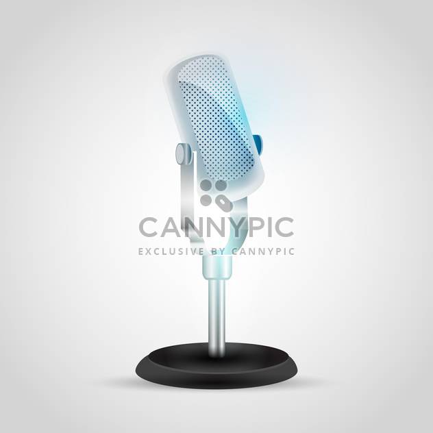 Vector illustration of retro microphone on gray background - vector gratuit #129487 