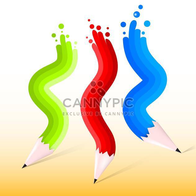 Vector illustration of green, red and blue pencils - vector gratuit #129617 