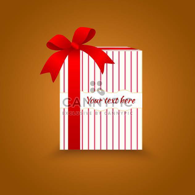 Vector illustration of gift box with red bow on brown background - бесплатный vector #129647