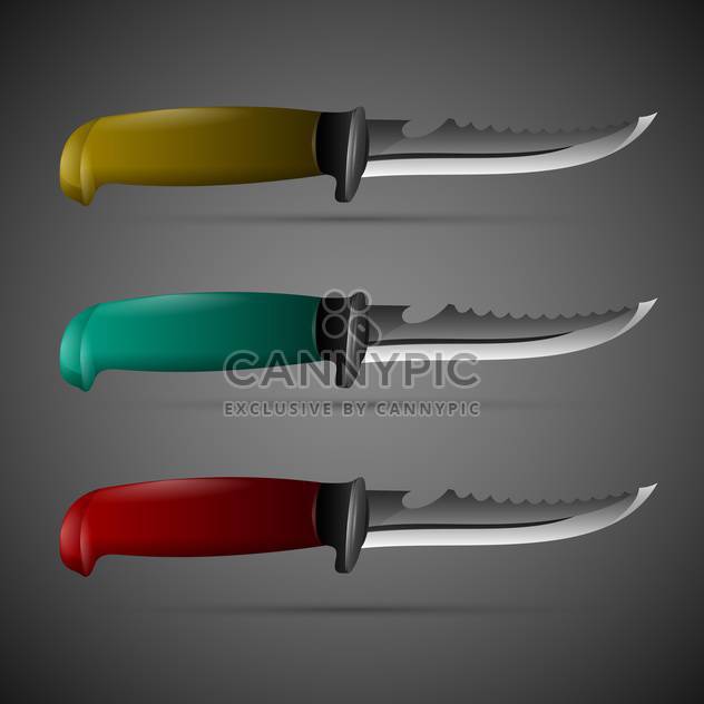 Vector set of three knives on dark background - vector #129657 gratis