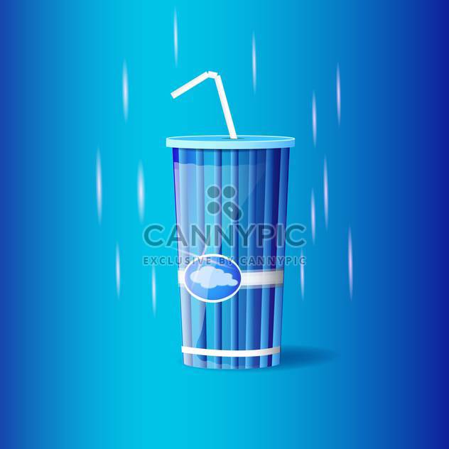 Vector illustration of blue plastic container with straw on blue background - бесплатный vector #129777
