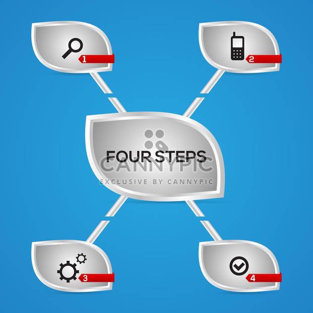 Vector buttons of four steps with icons - бесплатный vector #129927