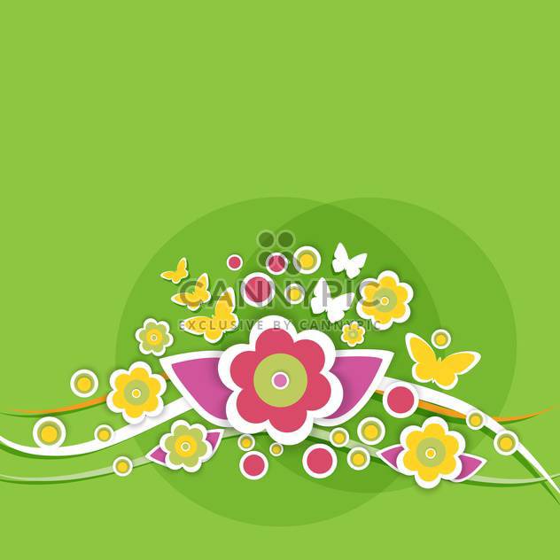 Spring floral background with butterflies and flowers - vector gratuit #130047 