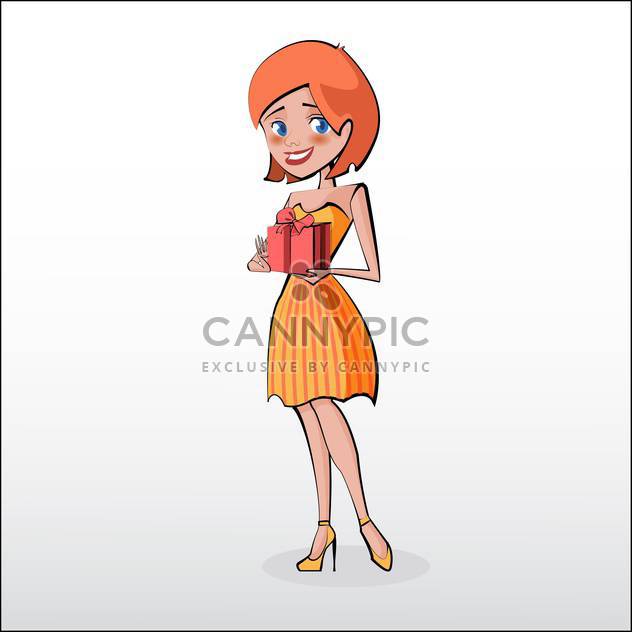 Vector illustration of woman holding gift box - Kostenloses vector #130187