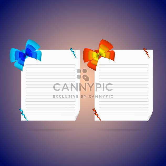 card notes with gift bows with ribbons - vector gratuit #130827 