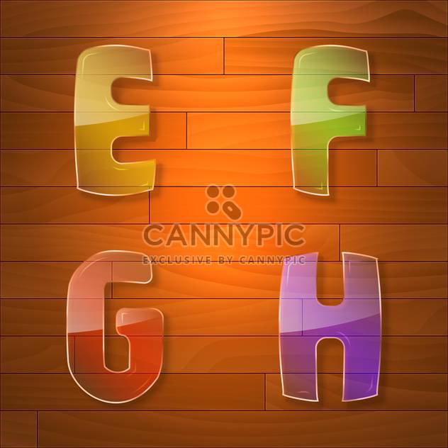 Colorful glass vector font on wooden background - vector #131657 gratis