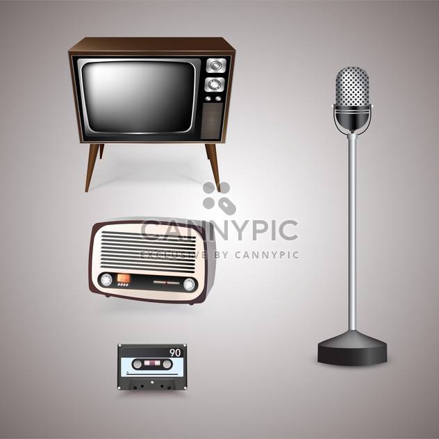 Retro-styled techno objects on grey background - Free vector #131937