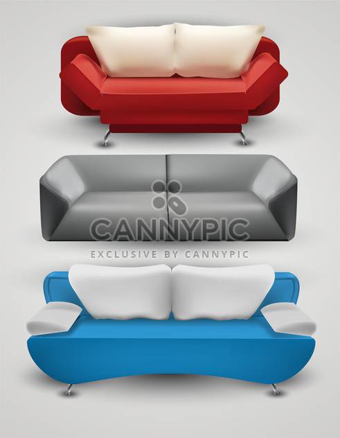 Vector set of colorful sofas on grey background - Free vector #132027