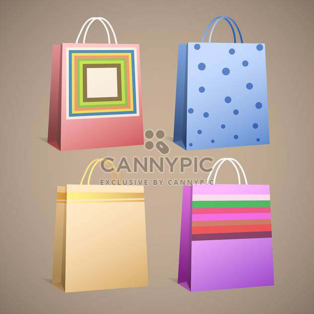 Vector illustration of different paper bags on brown background - Free vector #132107