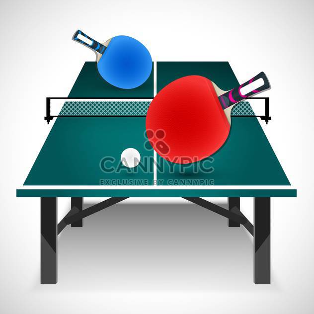Tennis table with rackets and ball, vector Illustration - Free vector #132227