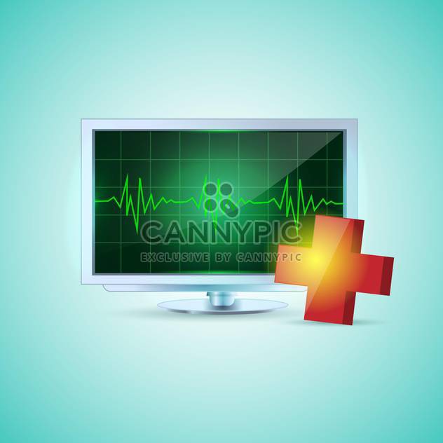 Flat screen on turquoise and medical cross - Kostenloses vector #132377