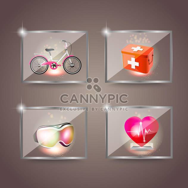 Set of icons of sport and health vector illustration - Free vector #132457