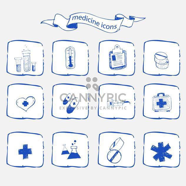 medicine icons sketch set - Free vector #134337