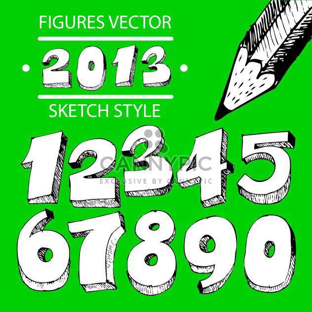 numbers vector sketch style set - Free vector #134347