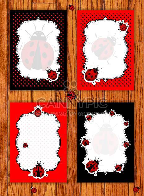 ladybug animal cards set background - vector gratuit #134357 