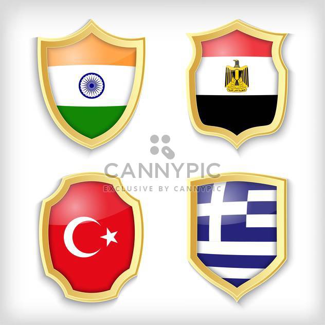 set of shields with different countries stylized flags - Free vector #134517
