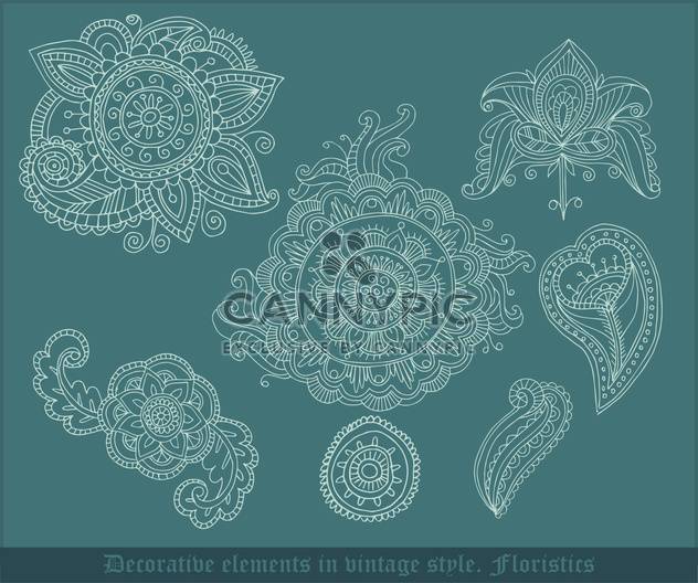 decorative floristic elements in vintage style - Free vector #135047