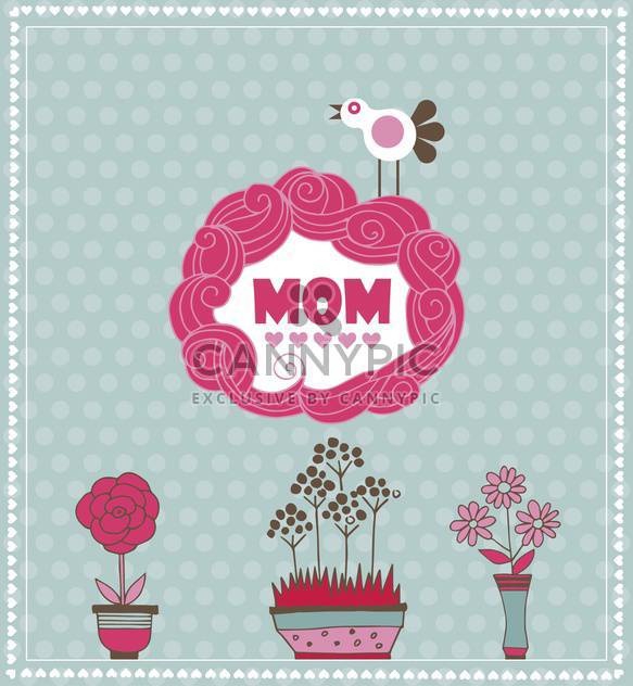 mother's day greeting card with spring bird and flowers - Kostenloses vector #135057