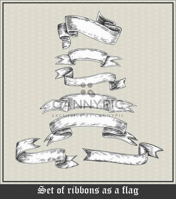 set of blank ribbons in retro style - Free vector #135107