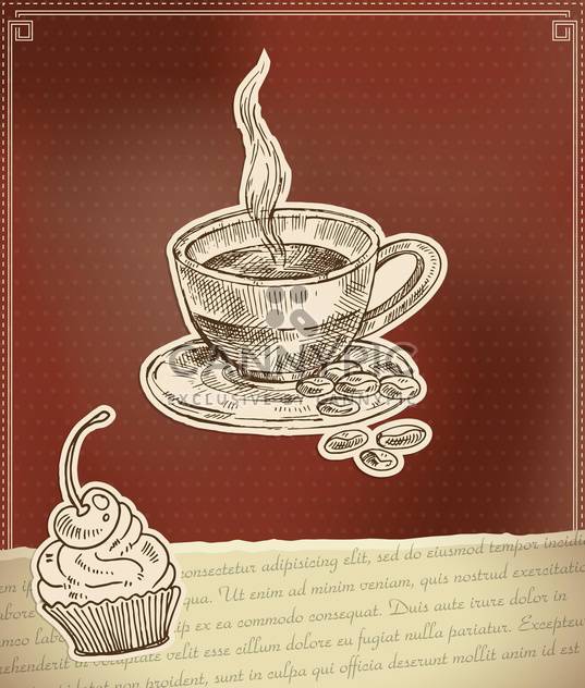 label for coffee time with cup and cake - vector gratuit #135177 