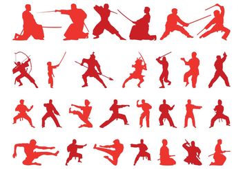 Martial Arts Silhouettes - Free vector #139007