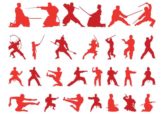 Martial Arts Silhouettes - Free vector #139007