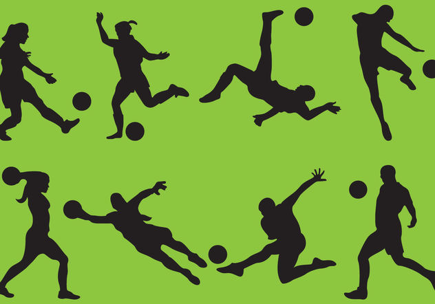 Woman And Man Soccer Silhouettes - Free vector #139087