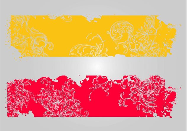 Grunge Floral Banners - Free vector #140267