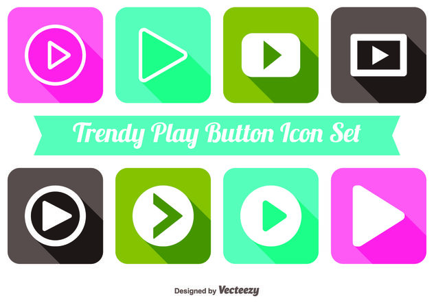 Trendy Play Button Icon Set - Kostenloses vector #141147