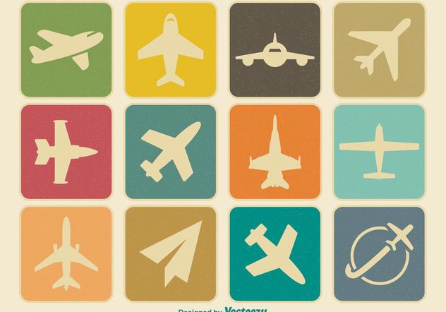 Vintage Airplane Icon Set - vector gratuit #141227 