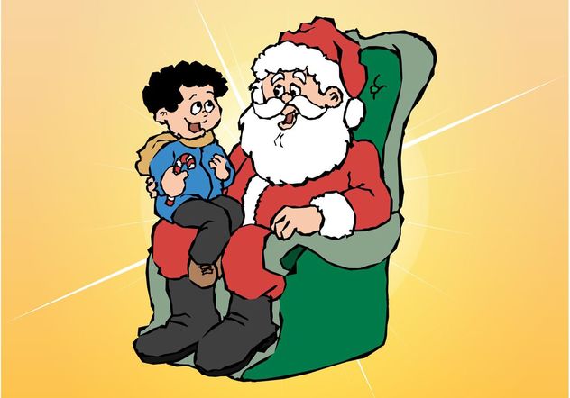 Santa And Kid - Free vector #145037