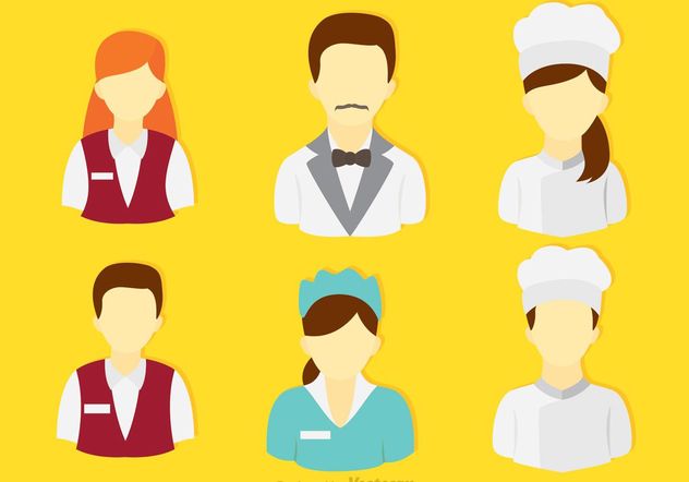 Set Of Restaurant and Hotel People Vectors - Free vector #147117