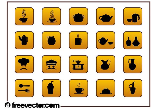Food And Drinks Icons Set - vector gratuit #147177 
