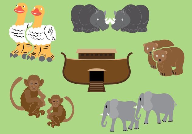 Ark Vector With Animals By Two - Kostenloses vector #149687