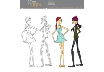 Outfitted Female Fashion Sketch Vectors - vector gratuit #150517 