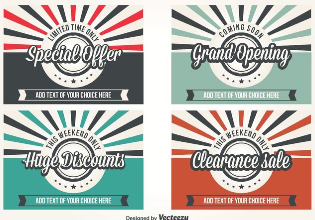 Promotional Retro Style Vector Labels - Kostenloses vector #150767
