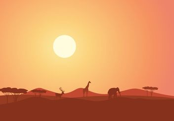 Free African Landscape At Sunset Vector - Free vector #152867