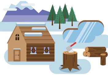 Log Cabin Snowy Landscape Vector - vector #153197 gratis