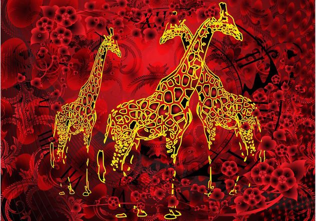 Giraffes Artwork - Free vector #155227