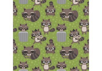 Free Seamless Cartoon Raccoon Vector Pattern - бесплатный vector #157167