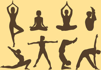 Woman And Man Yoga Silhouettes - Free vector #157877