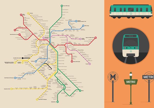 Paris Metro Vector Map - vector #159667 gratis