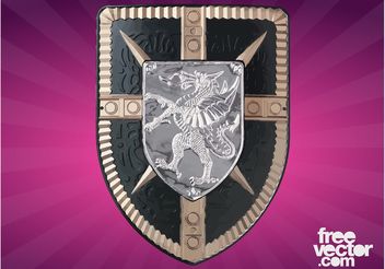 Shield With Dragon - Free vector #160107