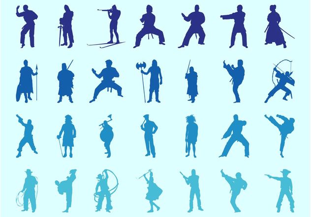 Fighting People Silhouettes Set - Free vector #160347