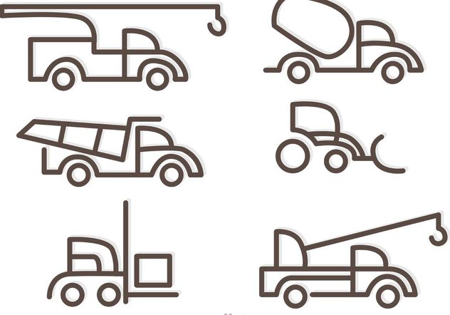 Simple Outline Trucks Icons Vector - Free vector #161337